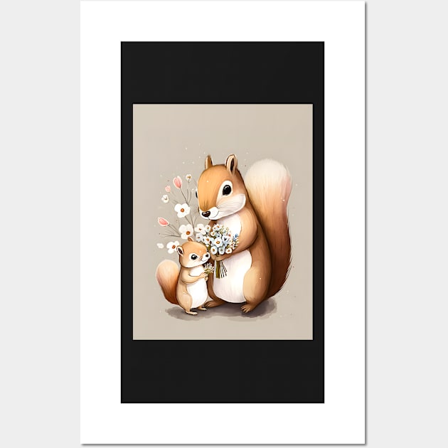 For You Baby Squirrel Gift Flowers Wall Art by Anicue